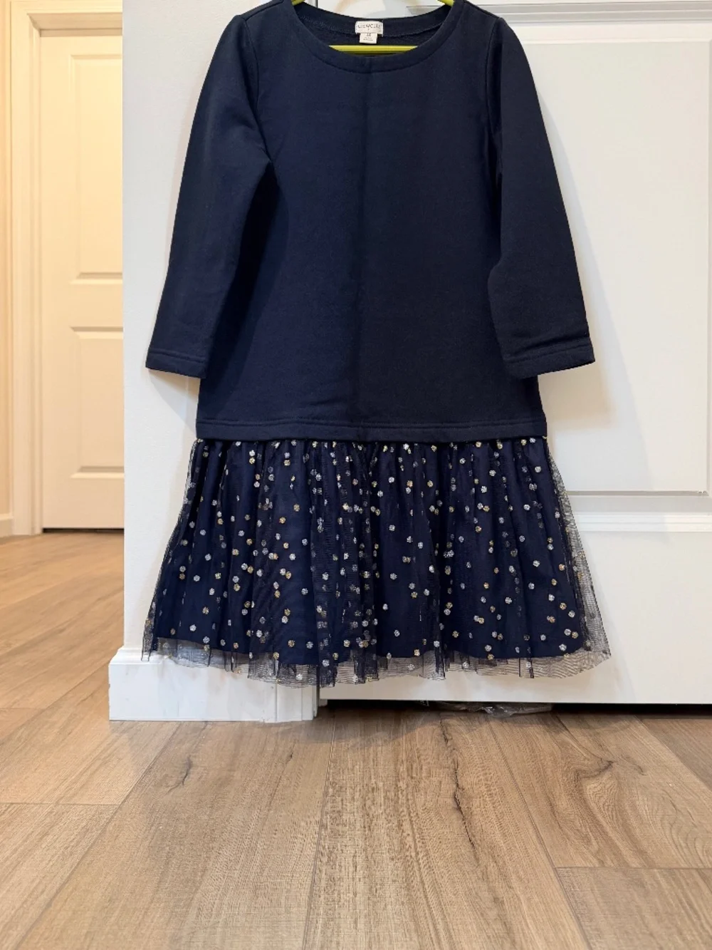 J.Crew Crewcuts Girls Navy Metallic Dot Tulle Dress Size 10